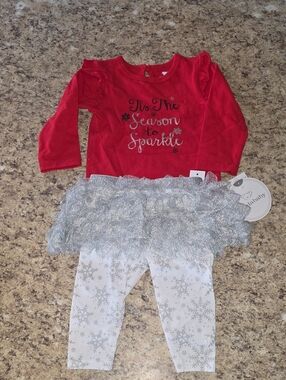 Koalababy Red & White Long-Sleeve Christmas Top & Leggings Set Size 3/6 Months